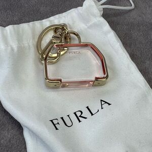 Furla Clear Gold and Pink Keychain Bag Charm